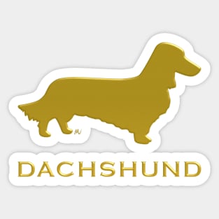 Longhaired Dachshund silhouette golden color Sticker